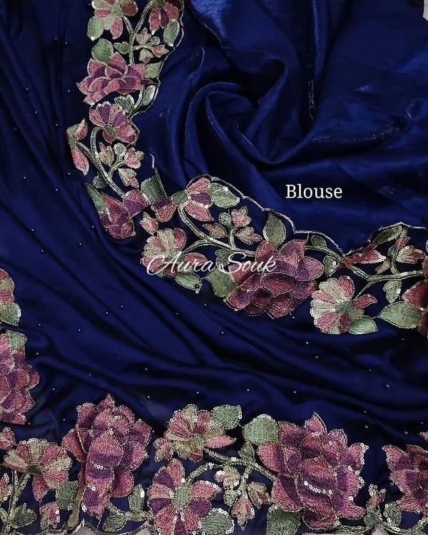 Luxurious Sapphire Blue Rangoli Silk Saree