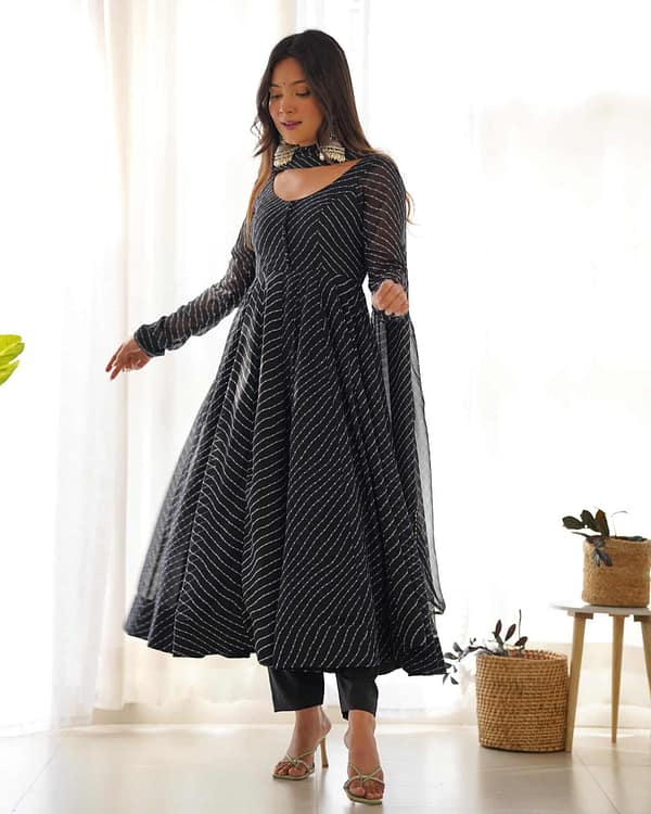 Heavy Pure Faux Georgette Anarkali Gown with Dupatta and Pant