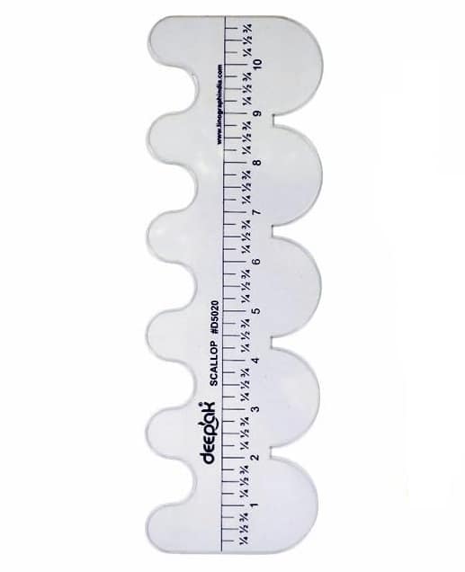 Scallop Ruler - 11 Inches - Template 1/4"