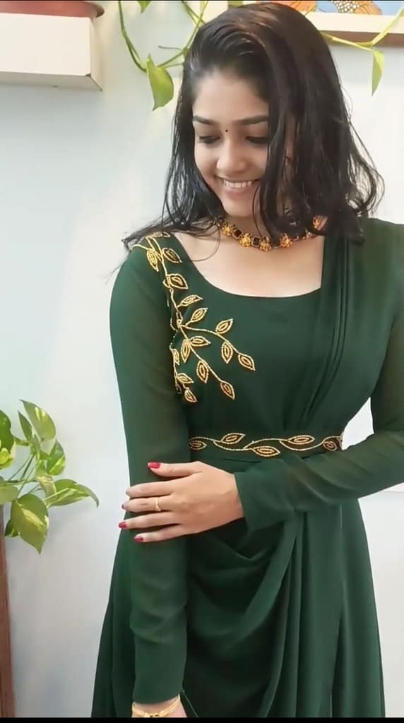 Faux Georgette Gown with Dupatta and Belt