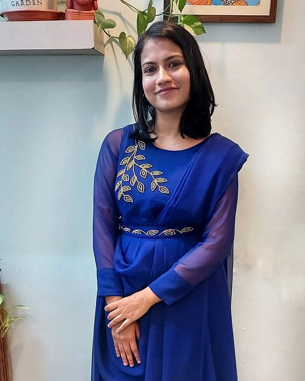 Faux Georgette Gown with Dupatta and Belt