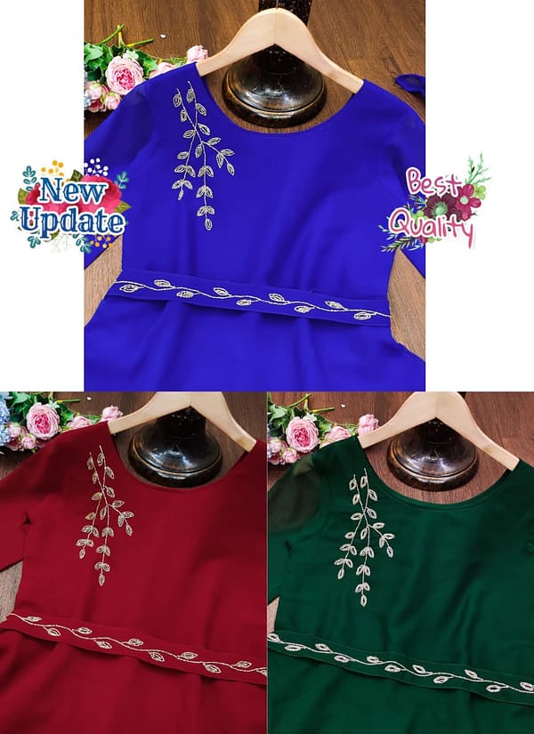 Faux Georgette Gown with Dupatta and Belt