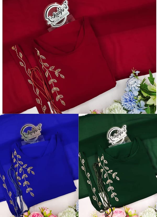 Faux Georgette Gown with Dupatta and Belt